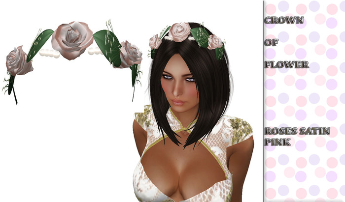 Crown of flowers satin pink