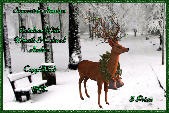 IMMORTALS AVATARS REINDEER COLORED LIGHTS & WREATH