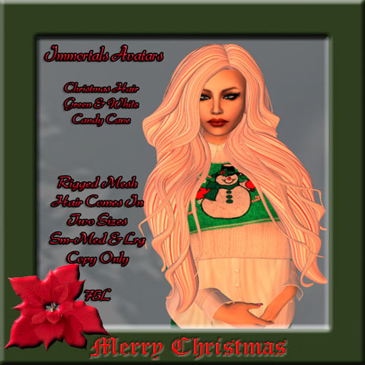 IMMORTALS AVATARS XMAS HAIR  CANDY CANE RED & WHITE