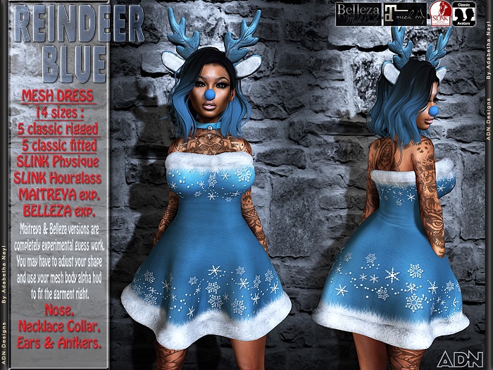 [AdN] REINDEER BLUE (CLASSIC avatar SLINK physique hourglass MAITREYA exp. BELLEZA exp.)