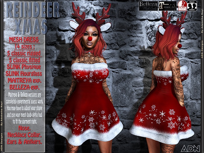 [AdN] DEMO REINDEER XMAS (CLASSIC avatar SLINK physique hourglass MAITREYA exp. BELLEZA exp.)