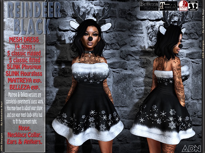 [AdN] REINDEER BLACK (CLASSIC avatar SLINK physique hourglass MAITREYA exp. BELLEZA exp.)