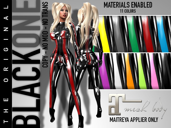 .:B1:. Latex Tight Strips Catsuit for Maitreya