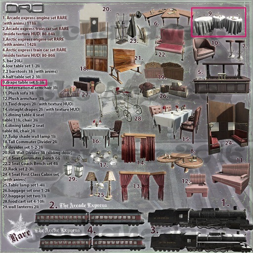 9 -DRD- AE - Train Car - Drape Table Set
