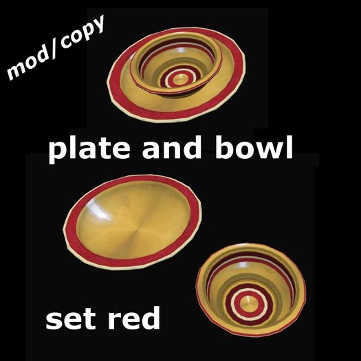 plate and bowl - set red (modify/copy)