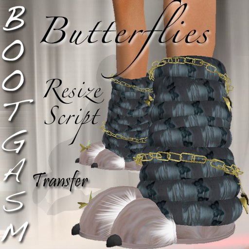 Bootgasm Neko Boots Butterflies Charcoal