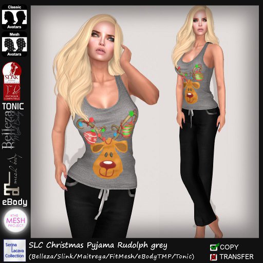 SLC Christmas Pyjama Rudolph grey
