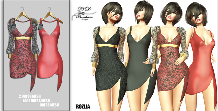 Braham Design Rozlia Red Lace 2 Dress Mesh