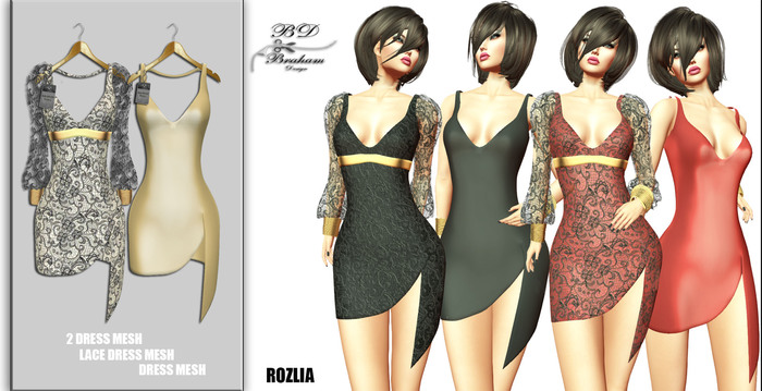 Braham Design Rozlia Gold Lace 2 Dress Mesh