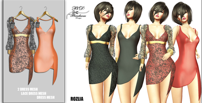Braham Design Rozlia Orange Lace 2 Dress Mesh