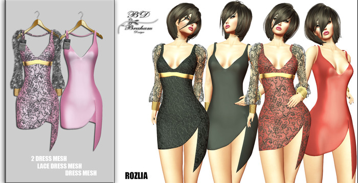 Braham Design Rozlia Pink Lace 2 Dress Mesh