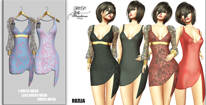 Braham Design Rozlia PinkBlue Lace 2 Dress Mesh