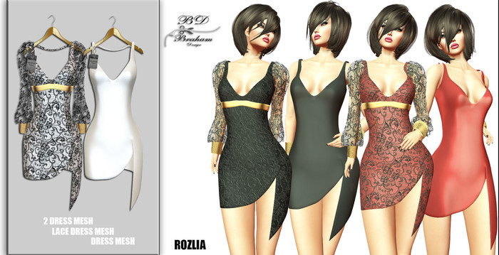 Braham Design Rozlia Wahite Lace 2 Dress Mesh