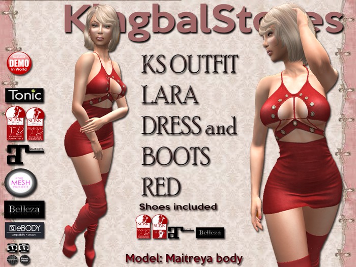KS OUTFIT LARA DRESS&BOOTS RED