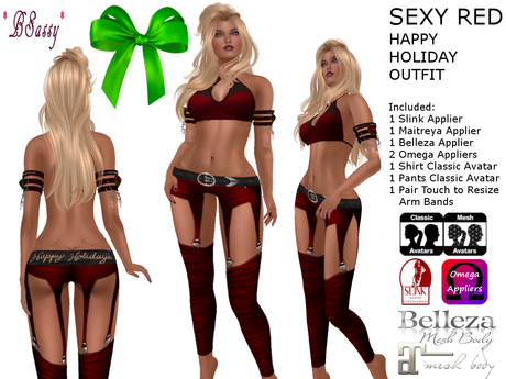 Second Life Marketplace - *BSASSY* SEXY HAPPY HOLIDAY OUTFIT RED