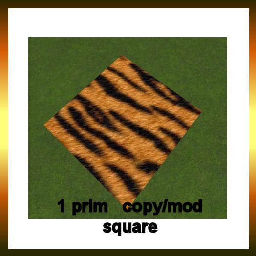 Second Life Marketplace Tiger Fur Square Rug
