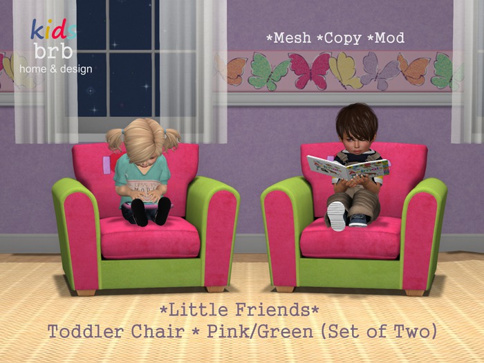 Little Friends - Toddler Chair - Pink/Green (Set of Two)