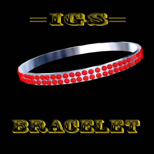 *IGS*Simple Silver  bracelet with diamonds,red
