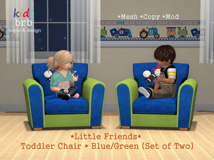 Little Friends - Toddler Chair - Blue/Green (Set of Two)