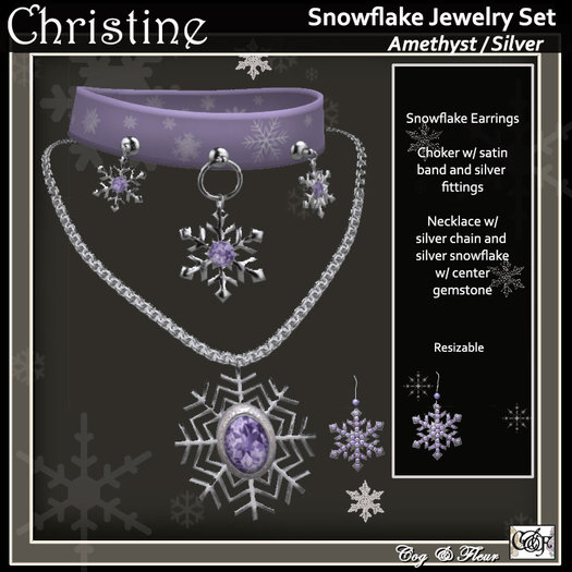 C&F Snowflake Jewelry - Ice Plum Silver