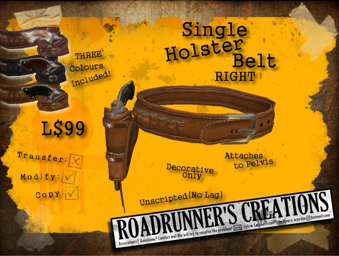 .:R's:. Single Holster Belt - RIGHT