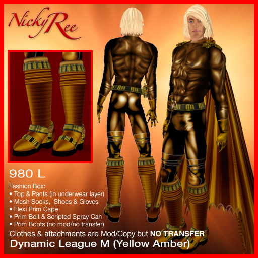Nicky Ree Bodysuits - Dynamic League M Suit Yellow Amber