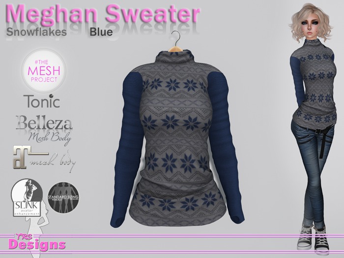 Meghan Sweater Snowflakes Blue