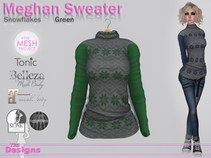 Meghan Sweater Snowflakes Green