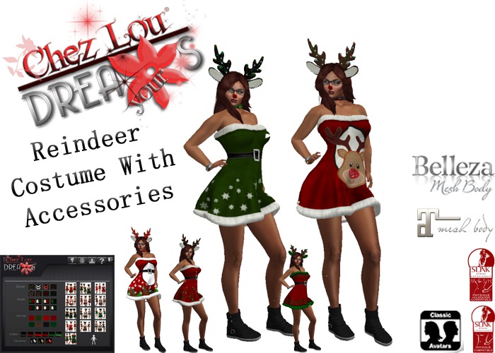 *Chez Lou * Reindeer Costume With Accessories