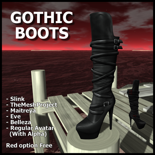 Boots Gothic - Mid Calf - Mesh