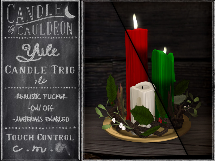 .:C&C:. Yule Candle Trio **WEAR or ADD ME**