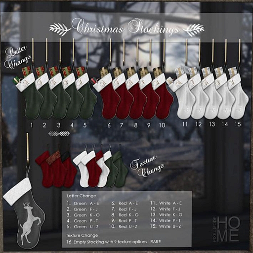 Pixel Mode Stocking - Red - U to Z