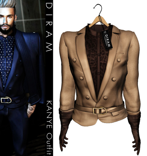 - D I R A M - KANYE Jacket,Shirt&Gloves - Beige - Fitted Mesh