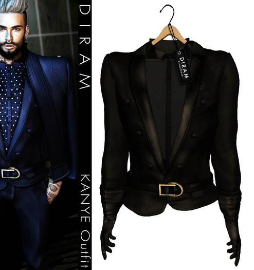 - D I R A M - KANYE Jacket,Shirt&Gloves - Black - Fitted Mesh