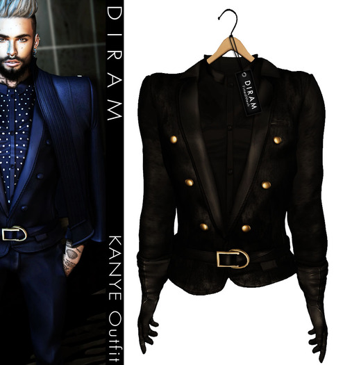 - D I R A M - KANYE Jacket,Shirt&Gloves - Velvet - Fitted Mesh