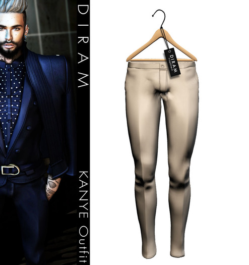 - D I R A M - KANYE Pant - White - Fitted Mesh