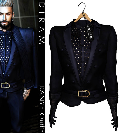 - D I R A M - KANYE Jacket,Shirt&Gloves - Blue - Fitted Mesh