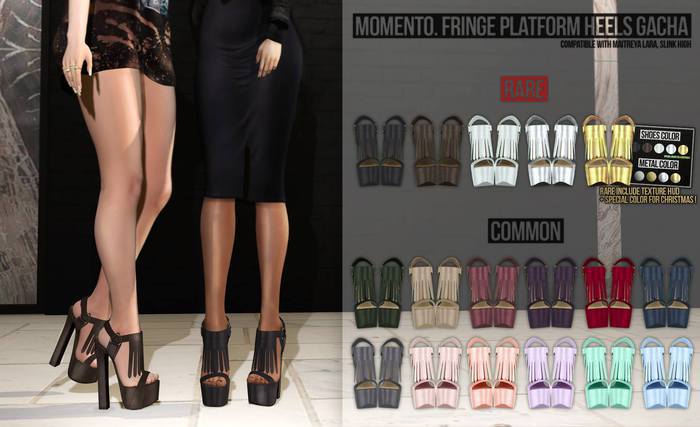 Momento. Fringe Platform heels mint