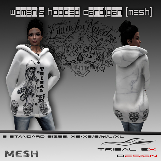 BOX Womens Cardigan Hooded Dia Muertos