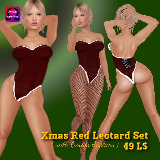 SS Xmas Red Leotard Set W-Omega Applier Box