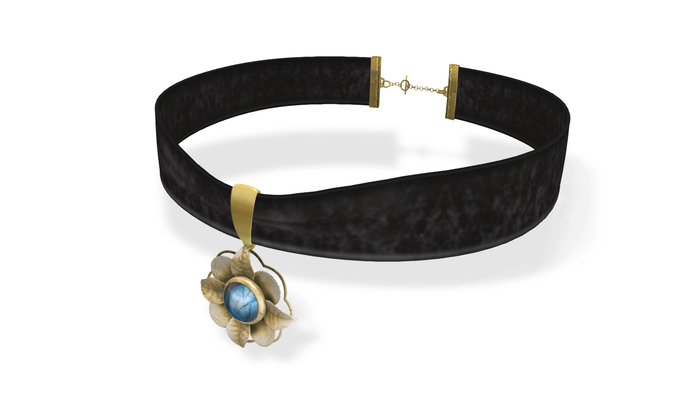 OPEN COLLAR VELVET CHOKER GOLD
