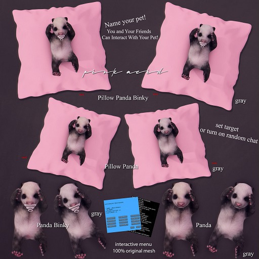 *[Black Bantam] Newborn Gray Panda Pillow RARE