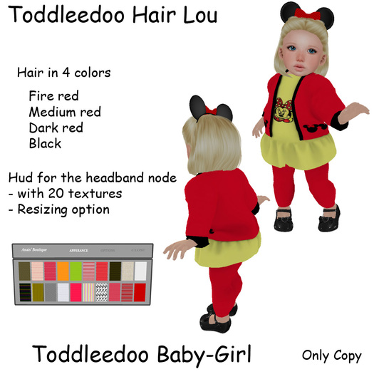 Toddleedoo Hair Lou Black & Red