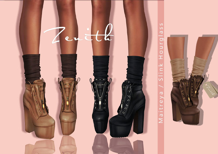 =Zenith=Leather Short Boots with Socks(Choco)