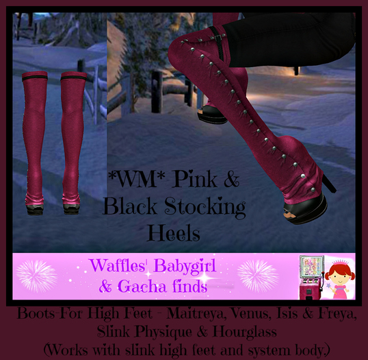 *WM* Pink & Black Stocking Heels
