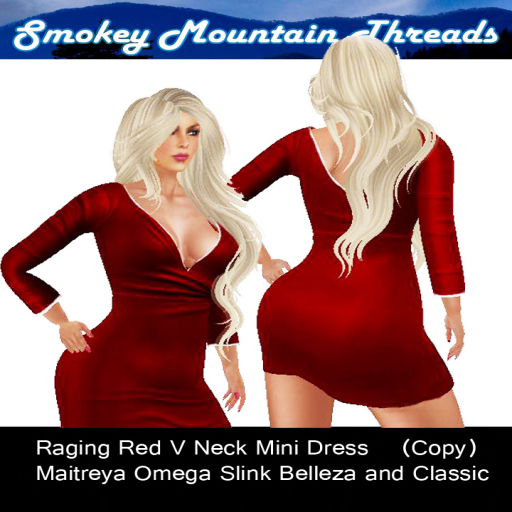Raging Red Deep V Neck Mini Dress (SMT)