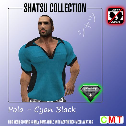 -GS- Shatsu - Polo - #016 Cyan-Black (BOXED)