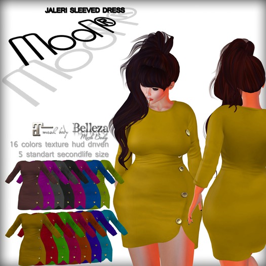 Moon® Jaleri 16 Color Hud Sleeved Dress