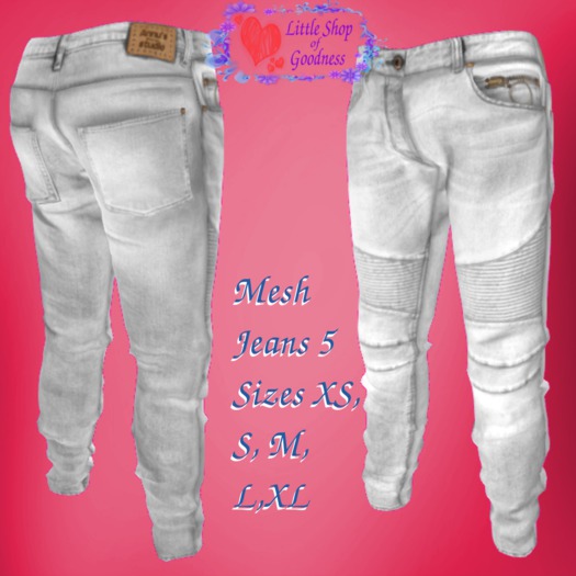 Men's Quilted White Skinny Jeans MESH DEMO