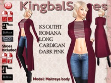 199 KS OUTFIT ROMANA LONG CARDIGAN DARK PINK